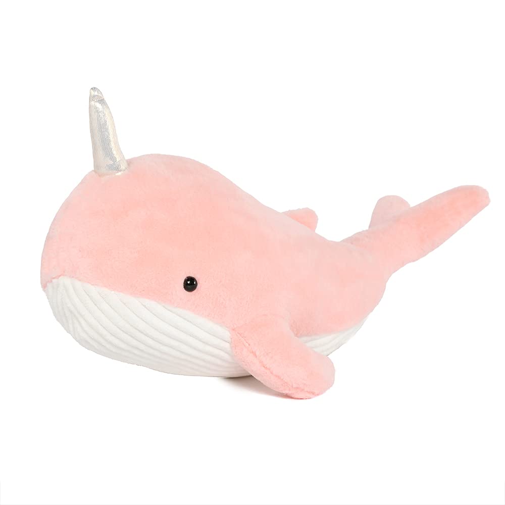 Tezituor 24 Inch Narwhal Stuffed Animal, Hugging Soft Ocean Narwhal Pillow Gift for Girls Kids, Cute Pink Large Stuffed Whale Plush Toy Christmas Deaor Gift