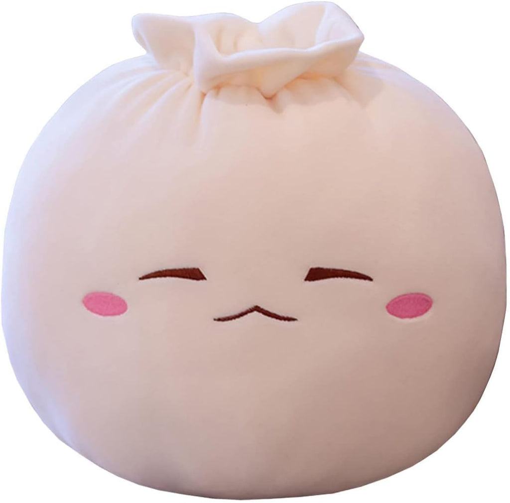 Dumpling Plush Pillow with Cute Features, Stuffed Bun Plush, Funny Food Toy Gifts for Kids Adults(6.3 * 12.2in,Frown)