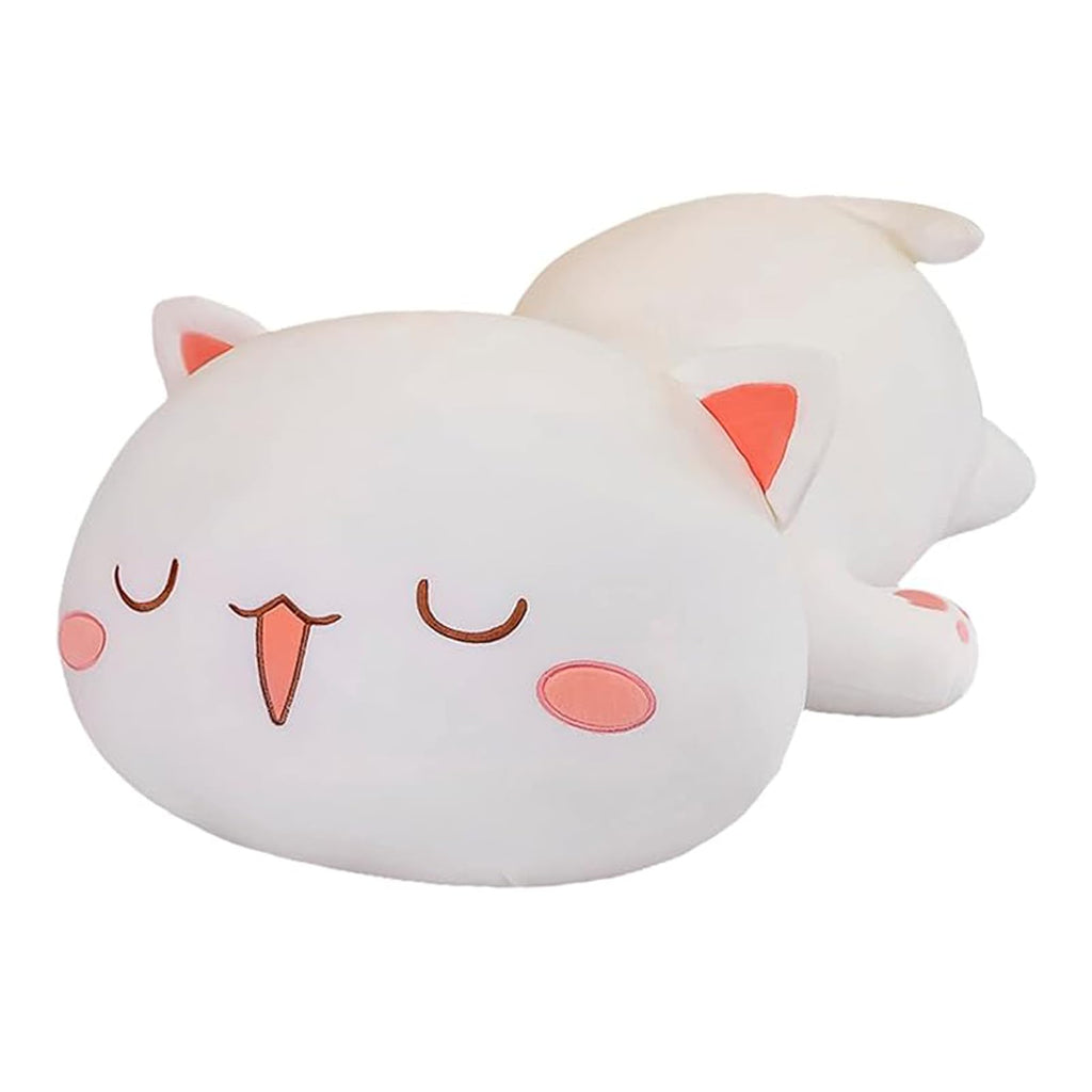FUYU Cat Stuffed Animals, Soft Cat Plush Pillow Kawaii Kitten Stuffed Animal Toy Gifts for Kids Boys Girls Room Decor (White Round Eyes,15in/37cm)