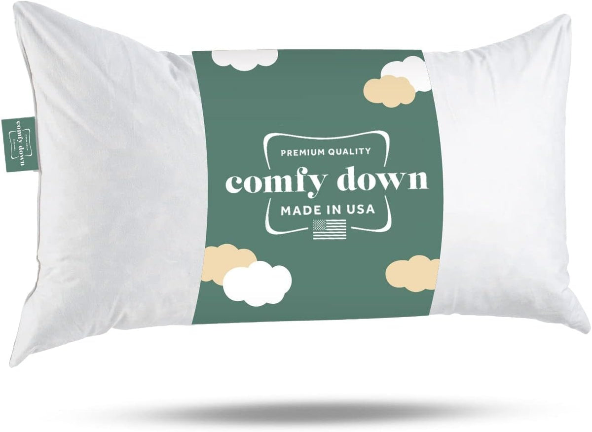 ComfyDown 12x18 Throw Pillow Insert, Down & Feather Fill, 100% Cotton Cover, Made in USA – Premium Soft Decorative Pillow Form Sham Stuffer for Bed, Sofa & Couch