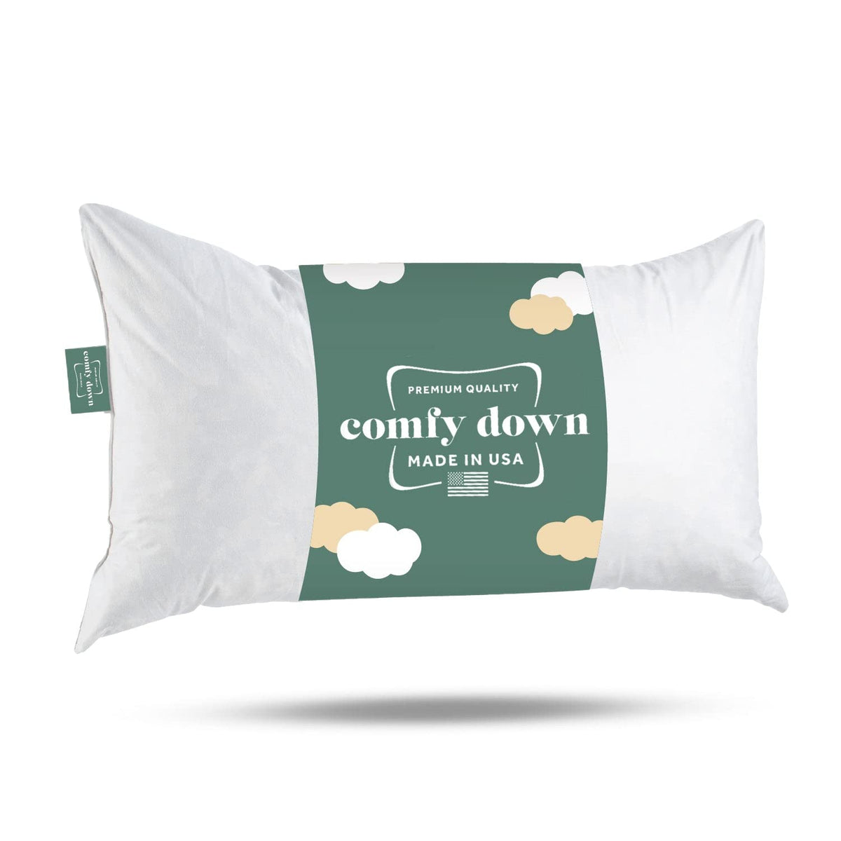 ComfyDown 12x18 Throw Pillow Insert, Down & Feather Fill, 100% Cotton Cover, Made in USA – Premium Soft Decorative Pillow Form Sham Stuffer for Bed, Sofa & Couch