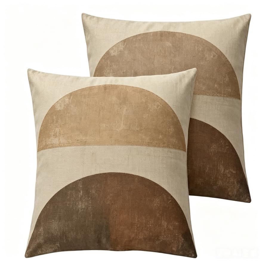 Decorative Throw Pillow Covers, Vintage Floral Pattern in Sage Green and Brown, 2 Pack Square Cushion Cases with Autumn Leaves Design，18x18 Pillows Linen Pillowcase
