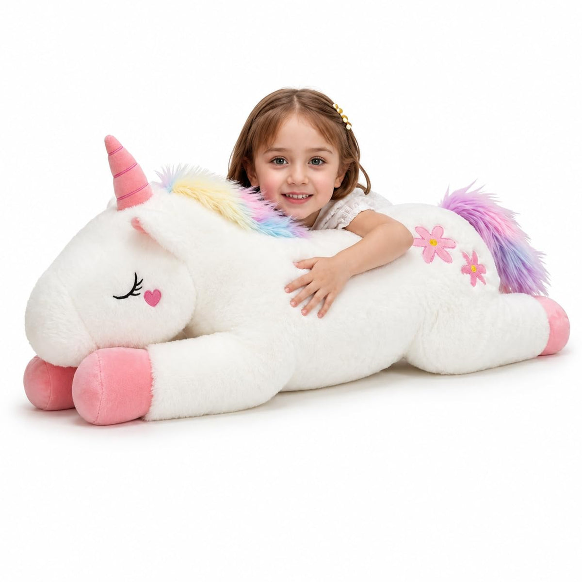 32inch Cute Giant Pink Unicorn Plush, Jumbo Soft Body Pillow Pet, Large Rainbow Unicorn Stuffed Animals Toy, Big Doll for Kids Girls and Boys, Birthday