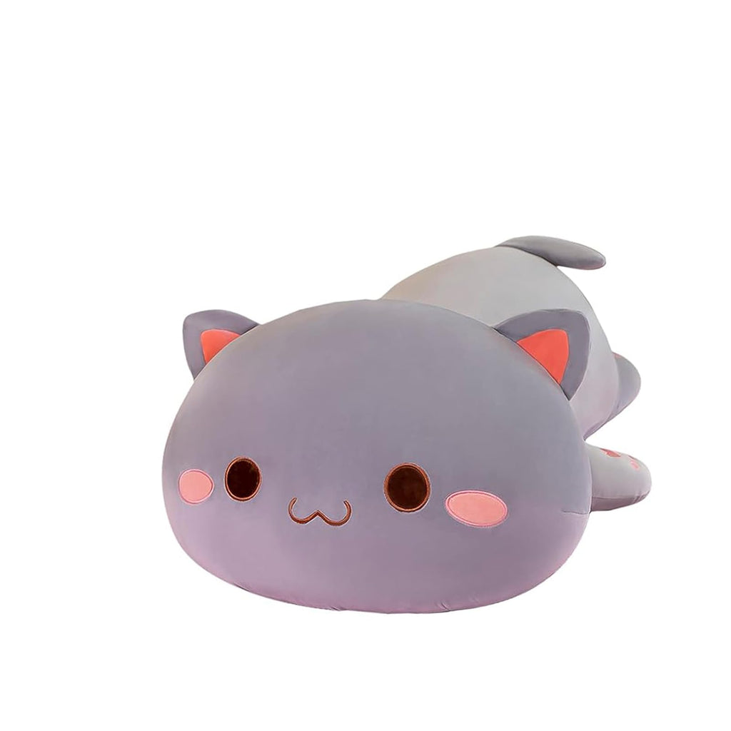 FUYU Cat Stuffed Animals, Soft Cat Plush Pillow Kawaii Kitten Stuffed Animal Toy Gifts for Kids Boys Girls Room Decor (White Round Eyes,15in/37cm)