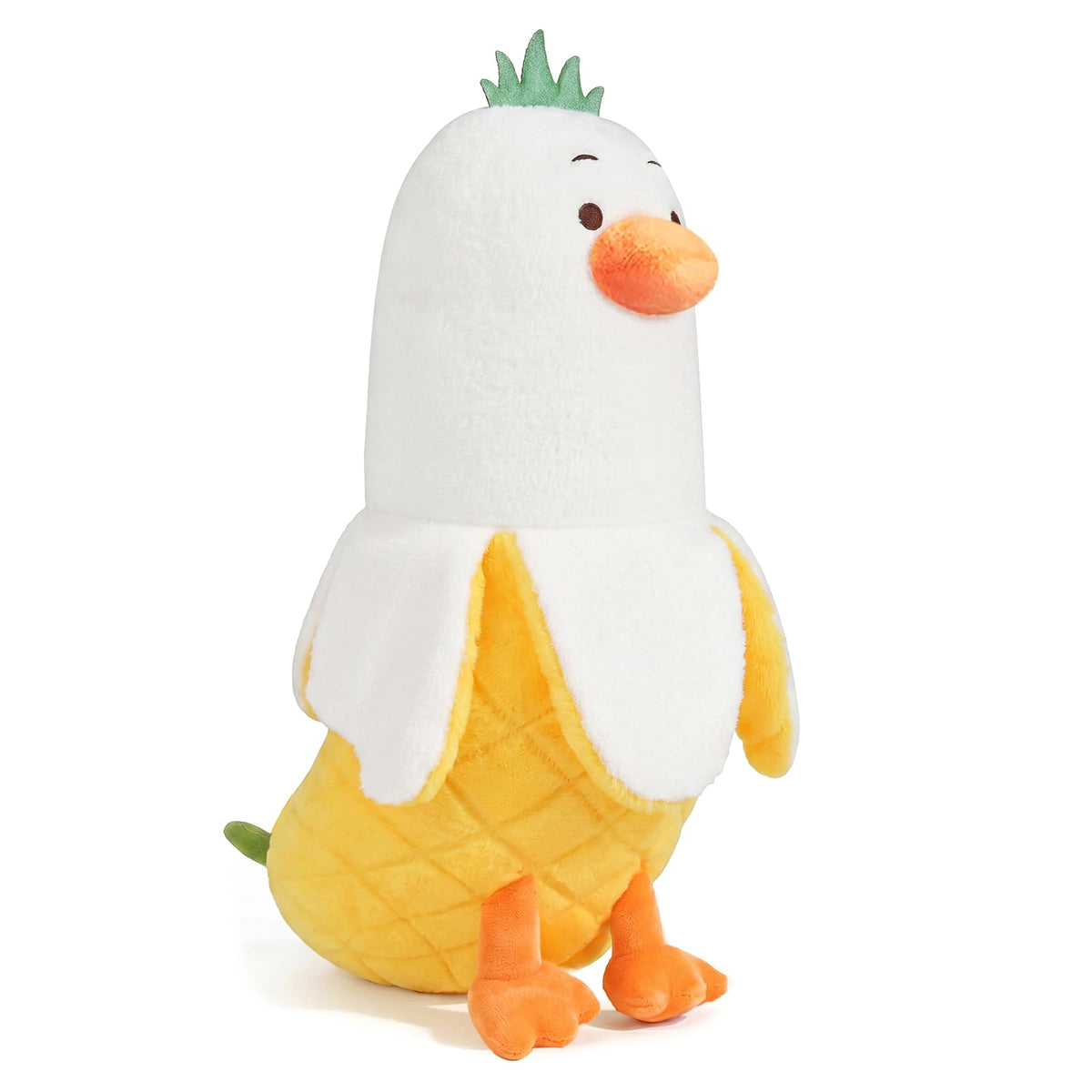 PEACH CAT Banana Duck Plush Toy Cute Plushie Hugging Plush Pillow Duck Stuffed Animal for Girls and Boys White 12"