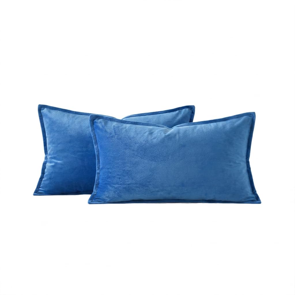 Velvet Navy Blue Throw Pillow Covers 18”x18”Pack of 2 Soft Decorative