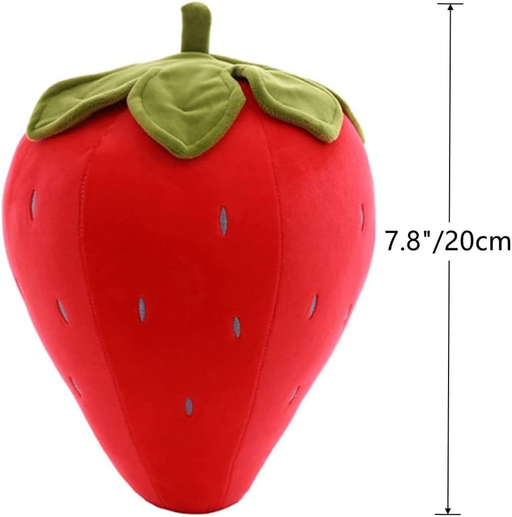 Cute Fruit Kids Pillow Stuffed Strawberry Plush Pillows Super Soft Girls Pillows Cushion Seat for Kids Toys (Red,7.8"/20cm) 1 Count (Pack of 1)