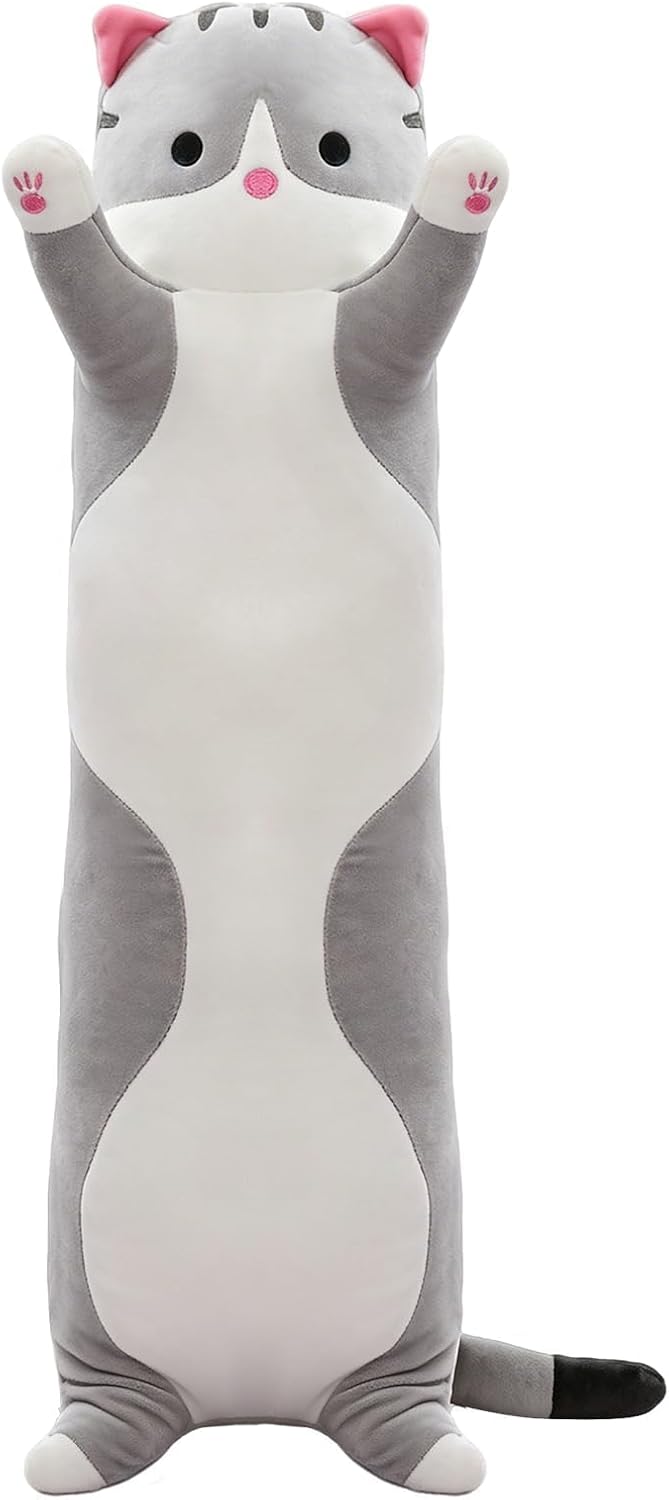 Cute Long Cat Plush Body Pillow, Soft Stuffed Animals 19.7 Inch