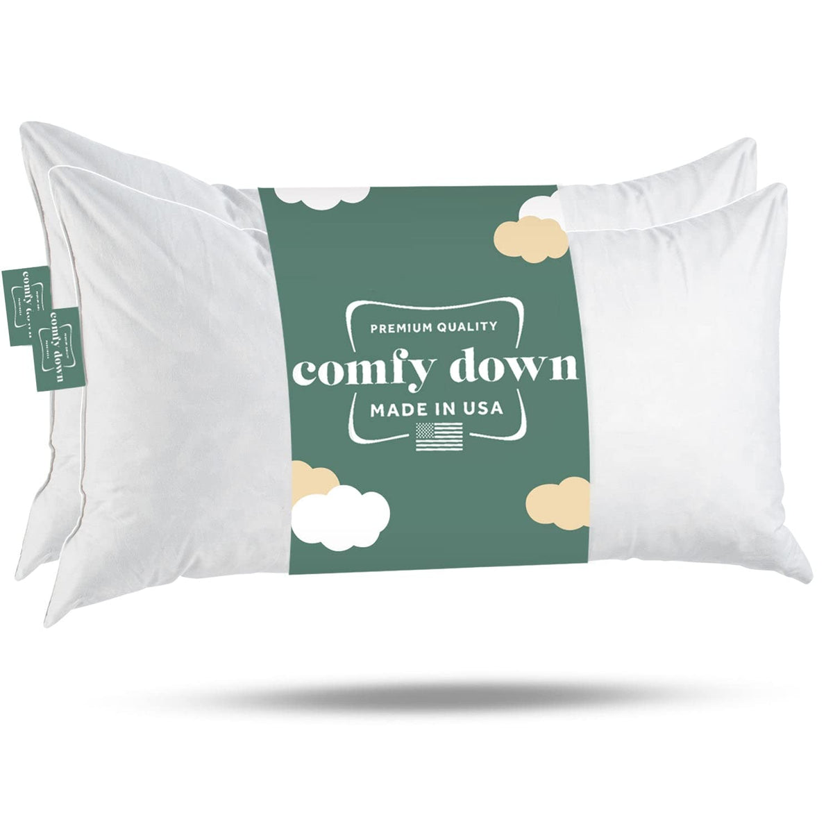 ComfyDown 12x18 Throw Pillow Insert, Down & Feather Fill, 100% Cotton Cover, Made in USA – Premium Soft Decorative Pillow Form Sham Stuffer for Bed, Sofa & Couch