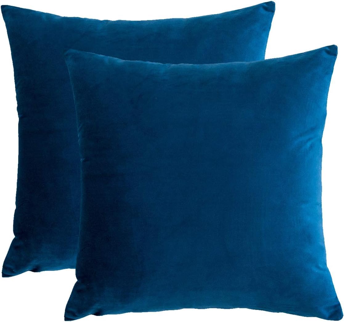 RainRoad Velvet Gray Throw Pillow Covers18x18 Inch,Set of 2