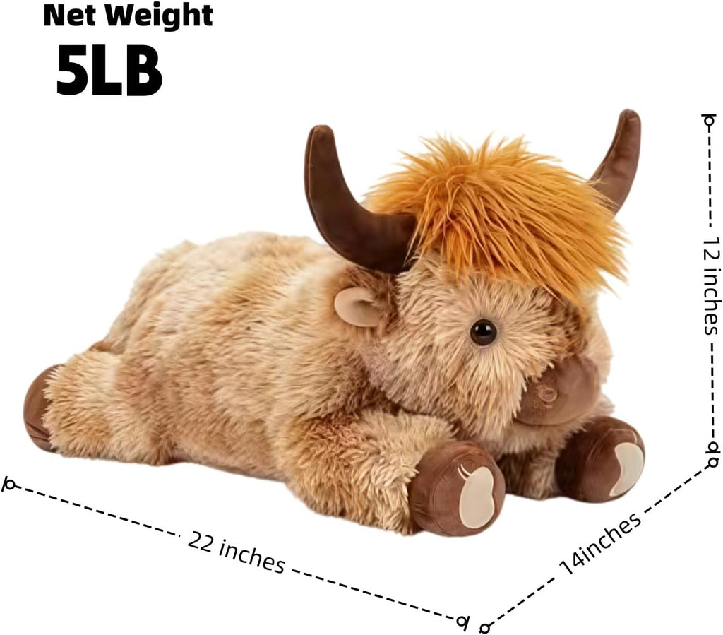 Highland Cow Weighted Stuffed Animal, 5 lbs Giant Plush Pillow Gift