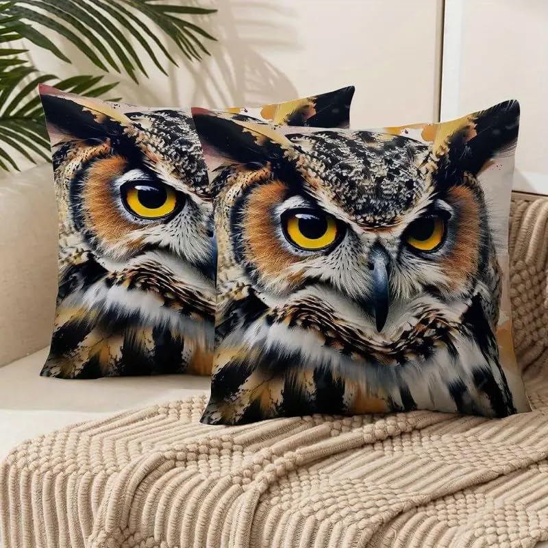 Decorative Throw Pillow Covers, Vintage Floral Pattern in Sage Green and Brown, 2 Pack Square Cushion Cases with Autumn Leaves Design，18x18 Pillows Linen Pillowcase