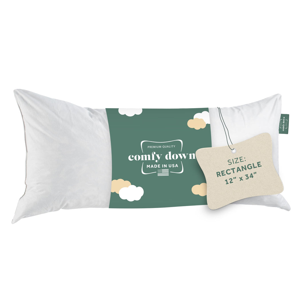 ComfyDown 12x18 Throw Pillow Insert, Down & Feather Fill, 100% Cotton Cover, Made in USA – Premium Soft Decorative Pillow Form Sham Stuffer for Bed, Sofa & Couch