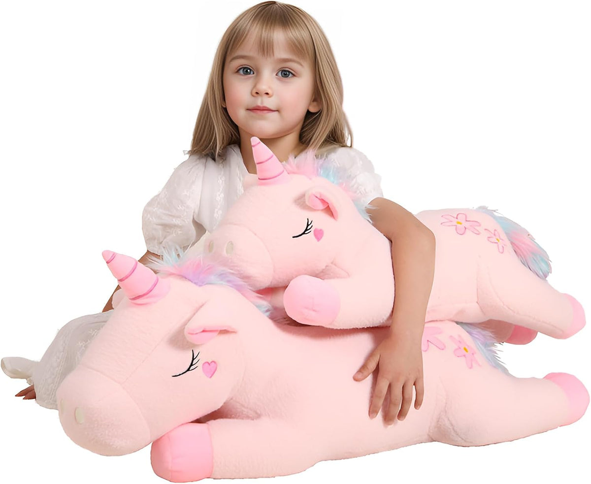 32inch Cute Giant Pink Unicorn Plush, Jumbo Soft Body Pillow Pet, Large Rainbow Unicorn Stuffed Animals Toy, Big Doll for Kids Girls and Boys, Birthday