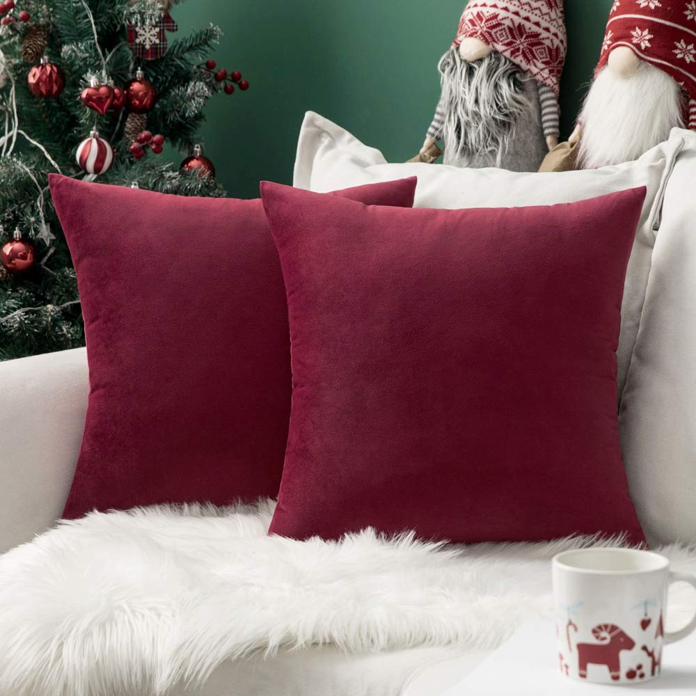 MIULEE Velvet Fall Throw Pillow Covers 20x20 Inch Pack of 2 Burnt Orange