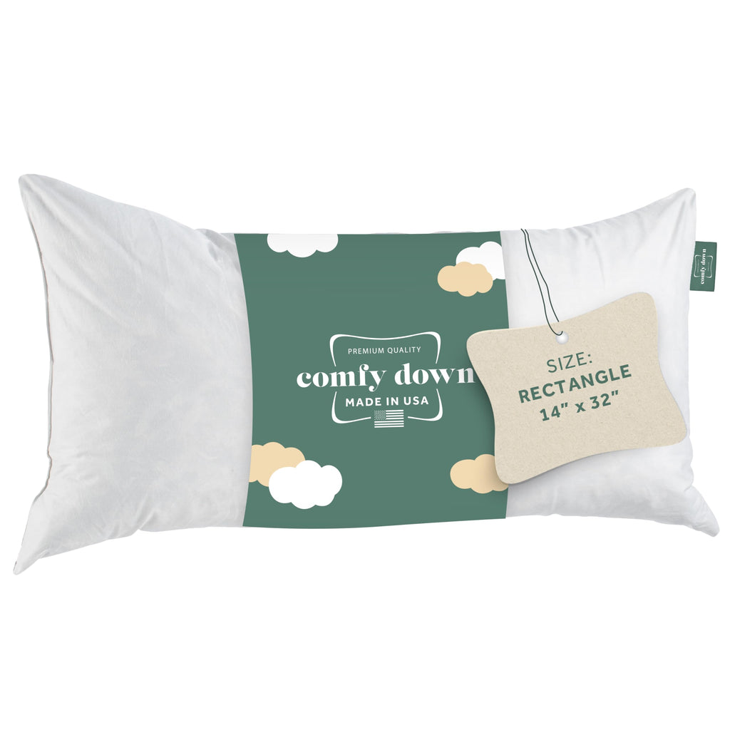 ComfyDown 12x18 Throw Pillow Insert, Down & Feather Fill, 100% Cotton Cover, Made in USA – Premium Soft Decorative Pillow Form Sham Stuffer for Bed, Sofa & Couch