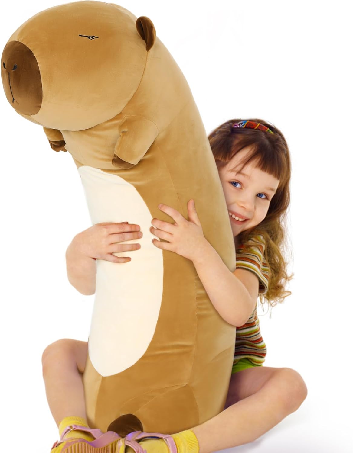 Tezituor Long Capybara Plush Body Pillow, 39.5” Cute Capybara Stuffed Animal Soft Sleeping Throw Pillow Plush Capybara Toy Birthday Christmas for Kids Girlfriends