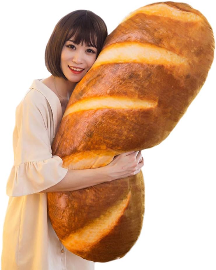 Levenkeness 3D Simulation Bread Shape Plush Pillow,Soft Butter Toast Bread Food Cushion Stuffed Toy for Home Decor 31.4"
