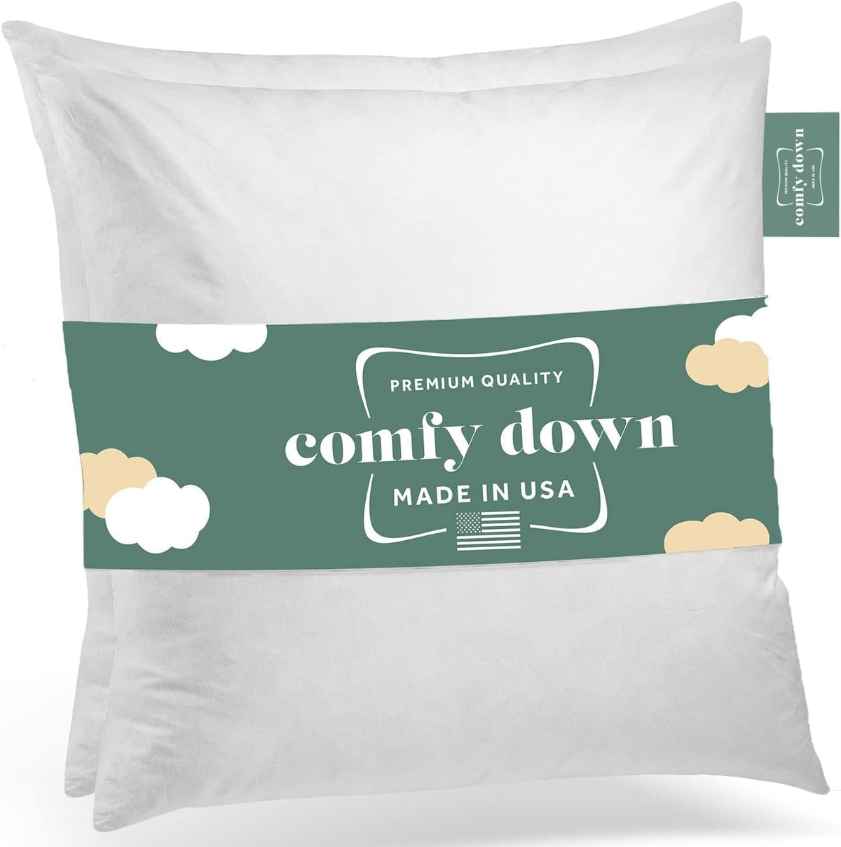 ComfyDown 12x18 Throw Pillow Insert, Down & Feather Fill, 100% Cotton Cover, Made in USA – Premium Soft Decorative Pillow Form Sham Stuffer for Bed, Sofa & Couch
