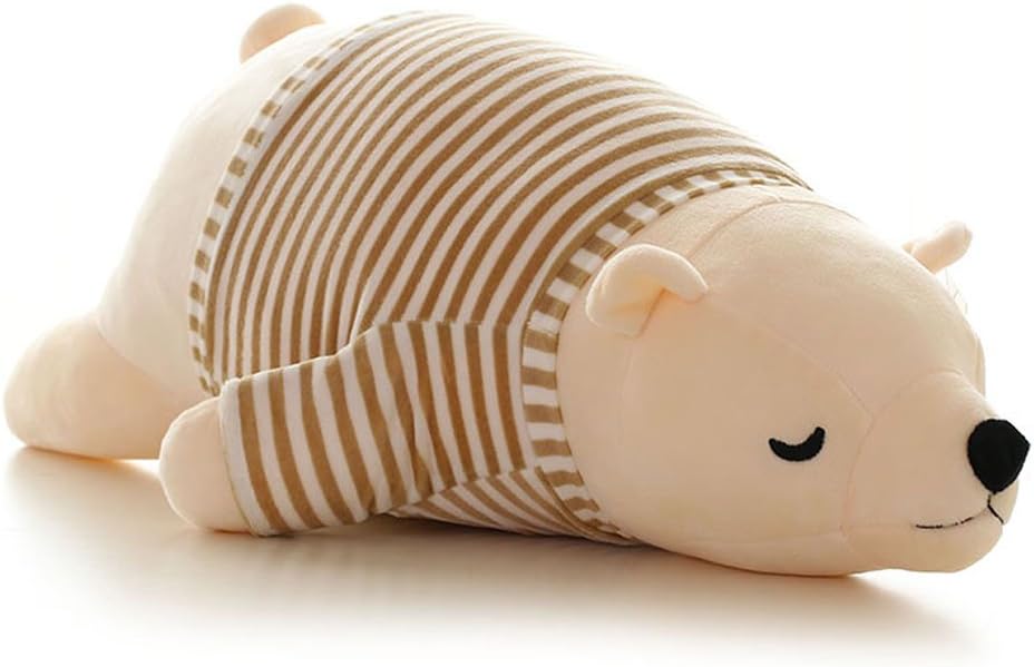 MMTTAO Stuffed Polar Bear Animal Plush Toy 20 Inch Large White Sleeping Bear Animal Stuff Soft Plushies Cute Dolls Collection Huggable Pillow Cushion Birthday Gift for Kids Child Boys Girls, 20Inches