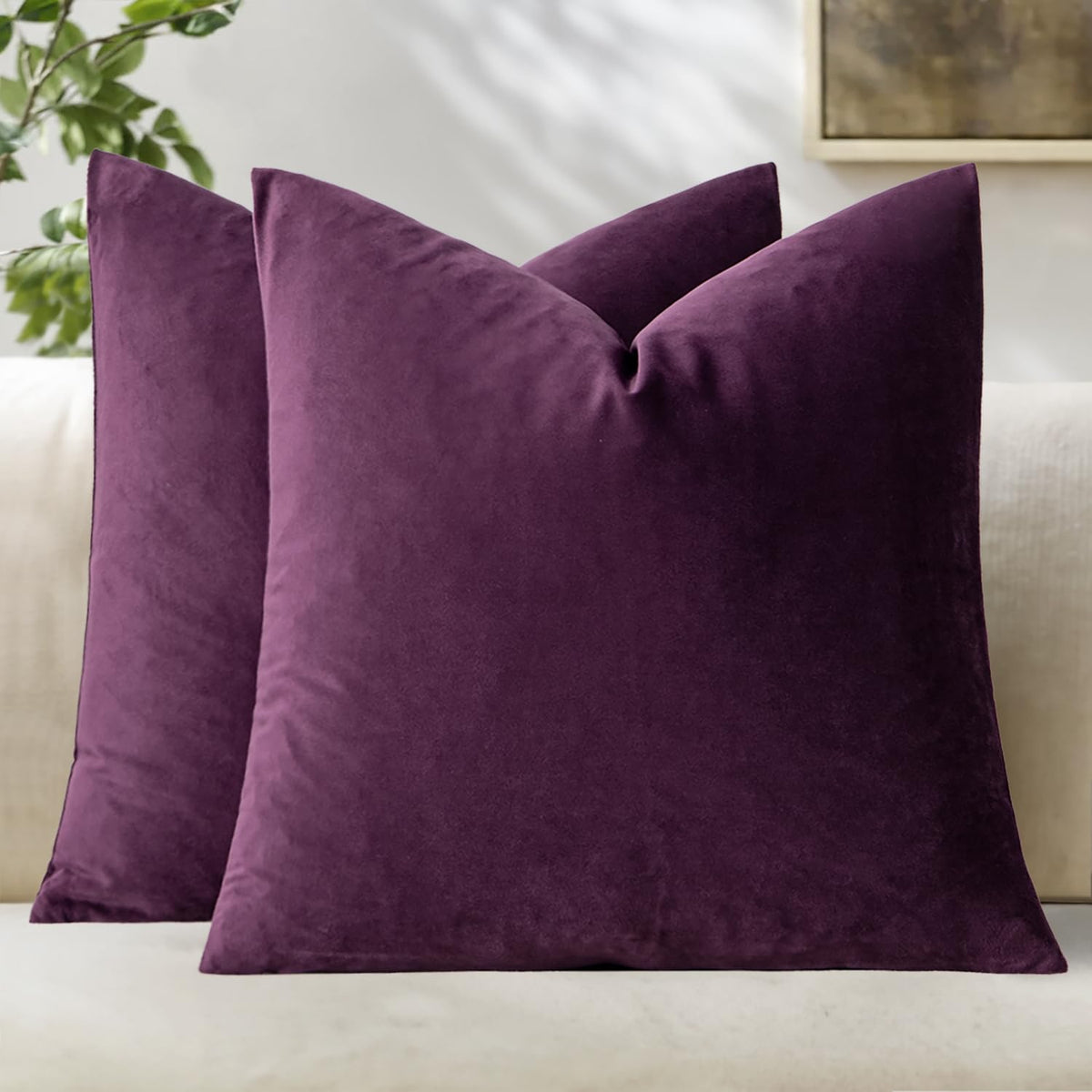 MIULEE Velvet Fall Throw Pillow Covers 20x20 Inch Pack of 2 Burnt Orange