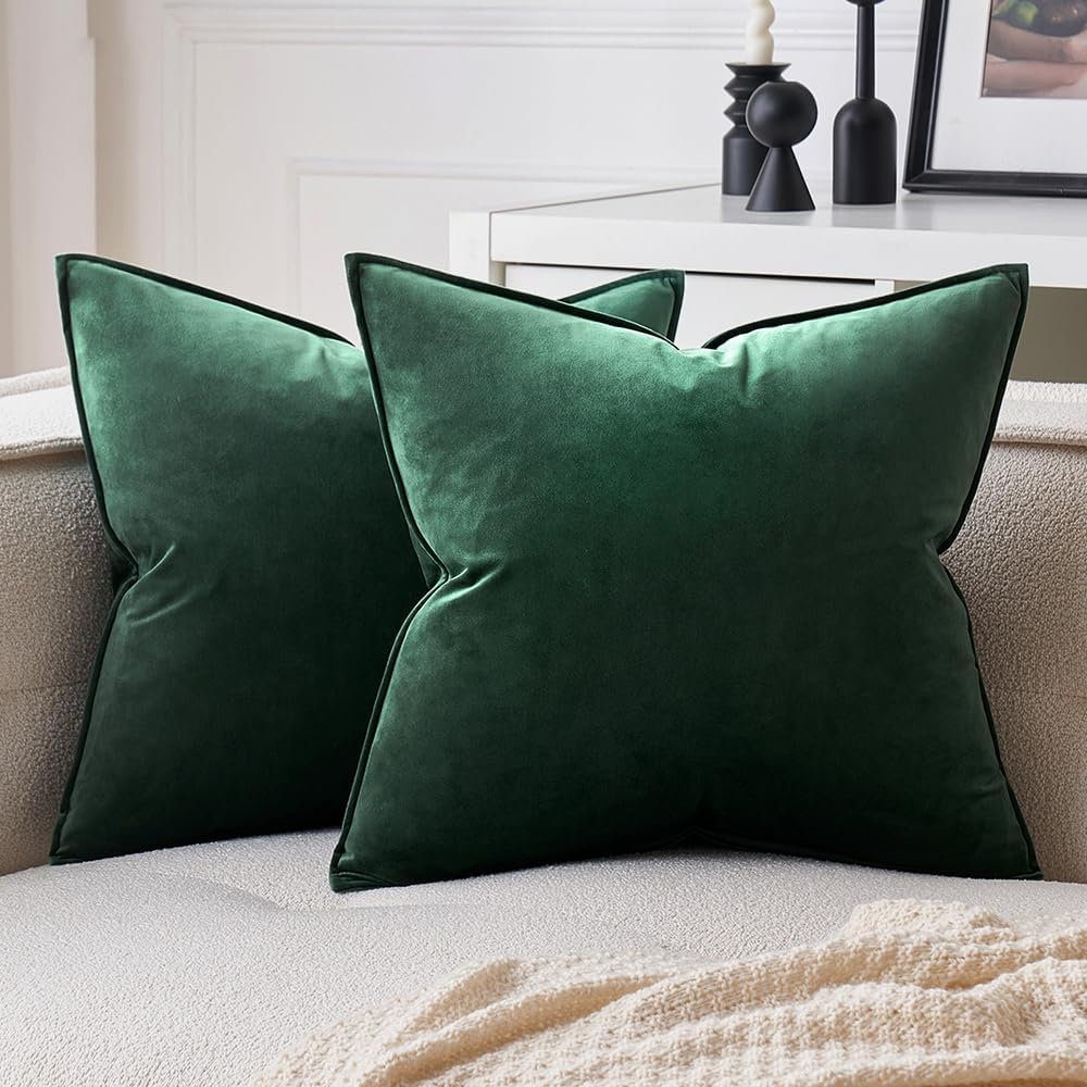 MIULEE Decorative Brown Velvet Throw Pillow Covers for Couch 22x22 Inch