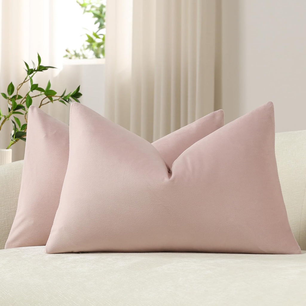 DEZENE Throw Pillow Covers 20x20 Chocolate Brown: Pack of 2 Cozy Soft Velvet Square Modern Luxury Decorative Throw Pillow Cases for Sofa Couch Living Room Bed Home Decor