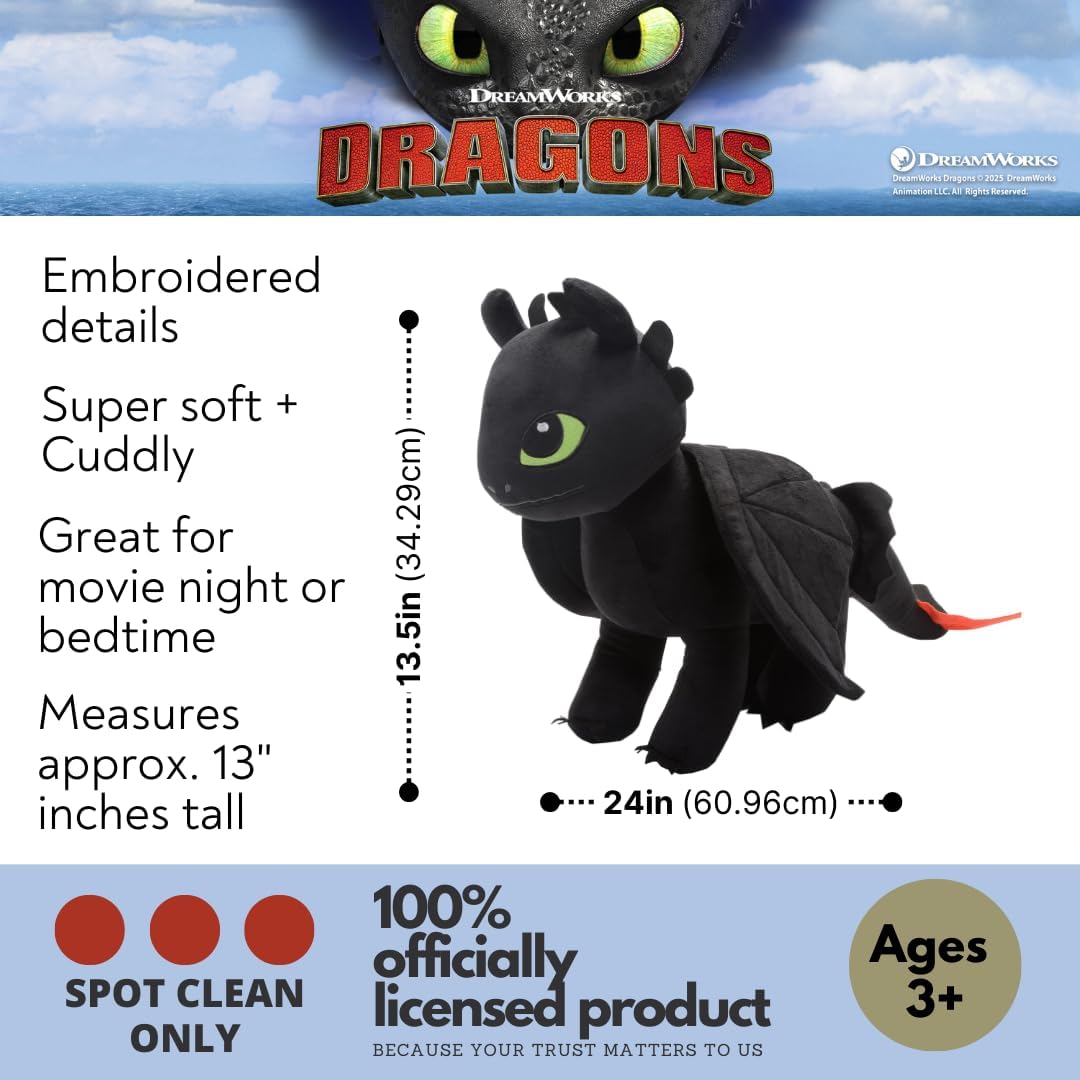 How To Train Your Dragon Toothless Bedding Super Soft Cozy Cuddle Pillow Buddy, (Officially Licensed Product) By Franco Collectibles