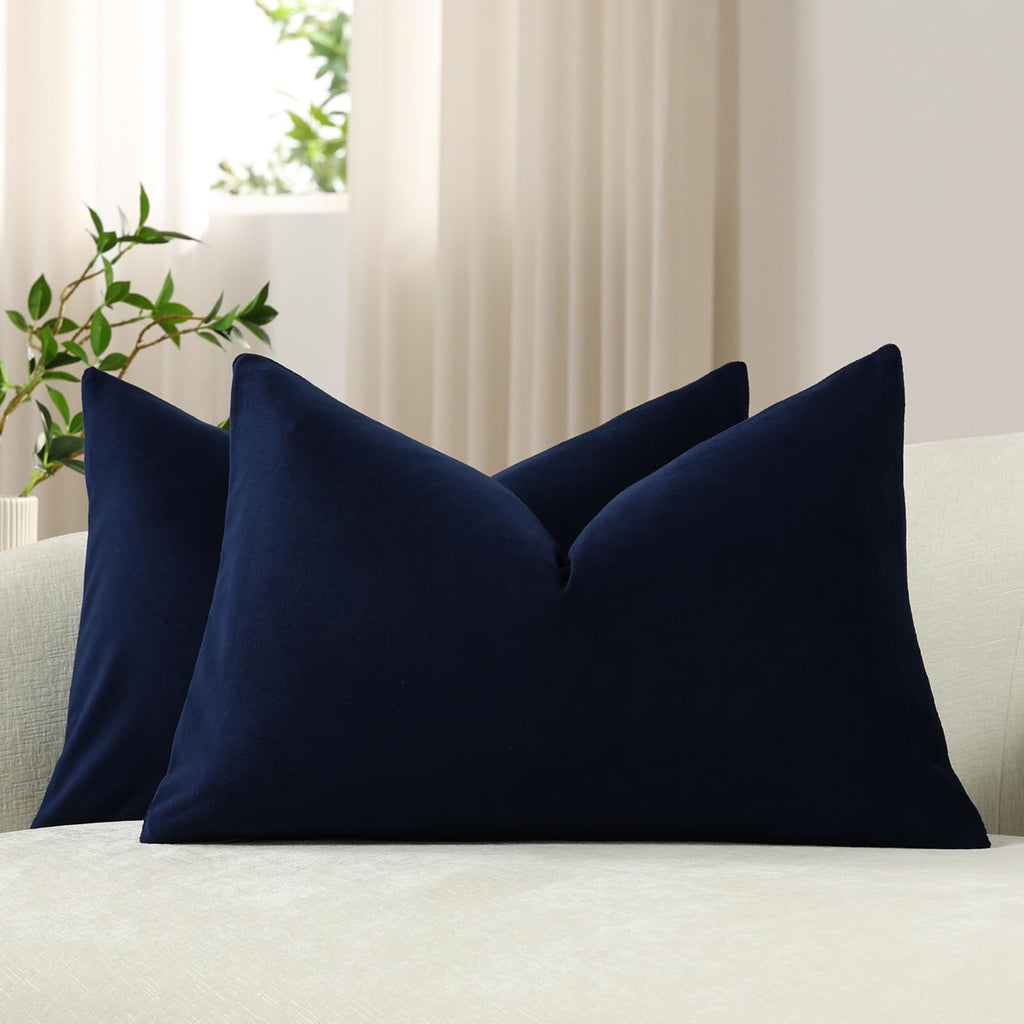 DEZENE Throw Pillow Covers 20x20 Chocolate Brown: Pack of 2 Cozy Soft Velvet Square Modern Luxury Decorative Throw Pillow Cases for Sofa Couch Living Room Bed Home Decor