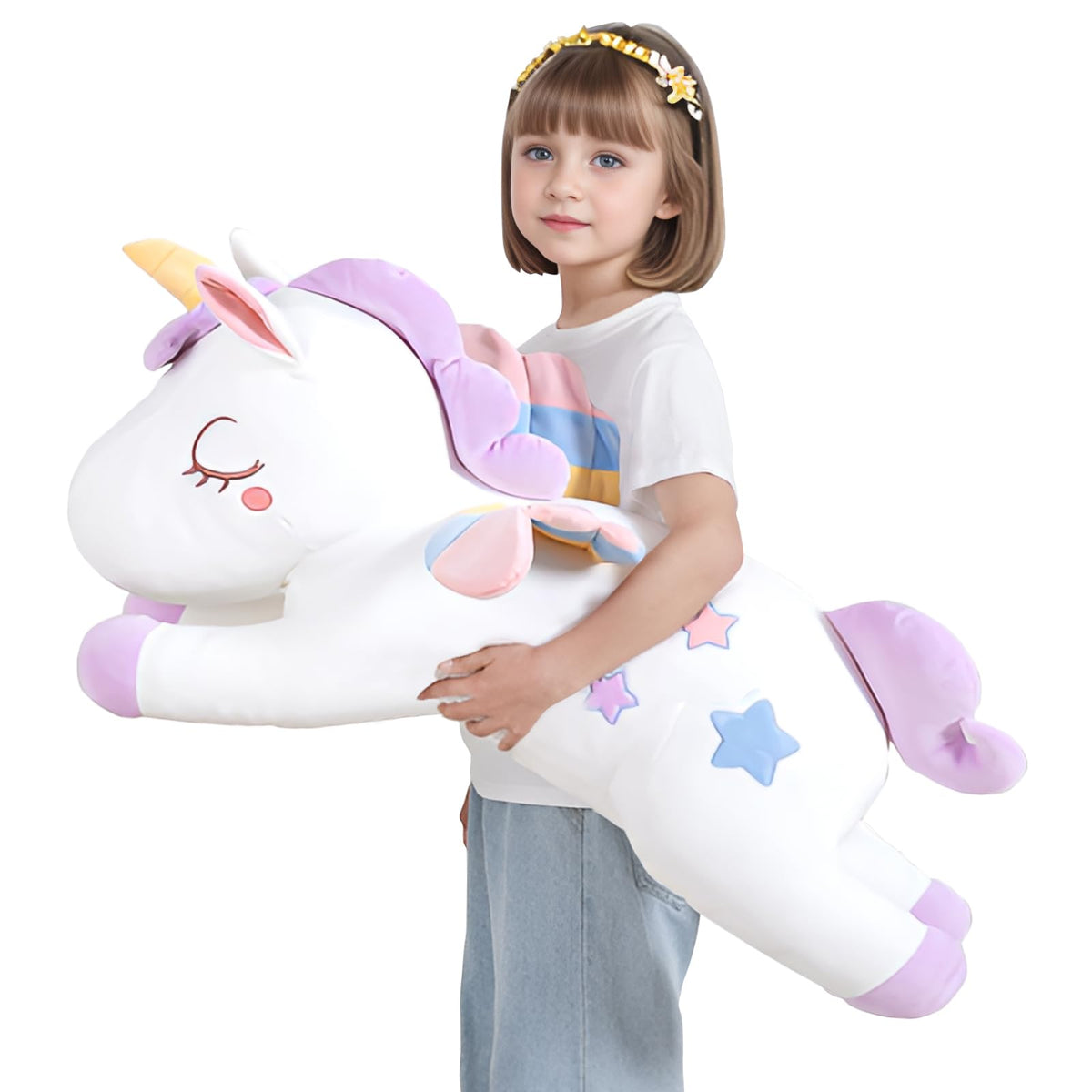 32inch Cute Giant Pink Unicorn Plush, Jumbo Soft Body Pillow Pet, Large Rainbow Unicorn Stuffed Animals Toy, Big Doll for Kids Girls and Boys, Birthday