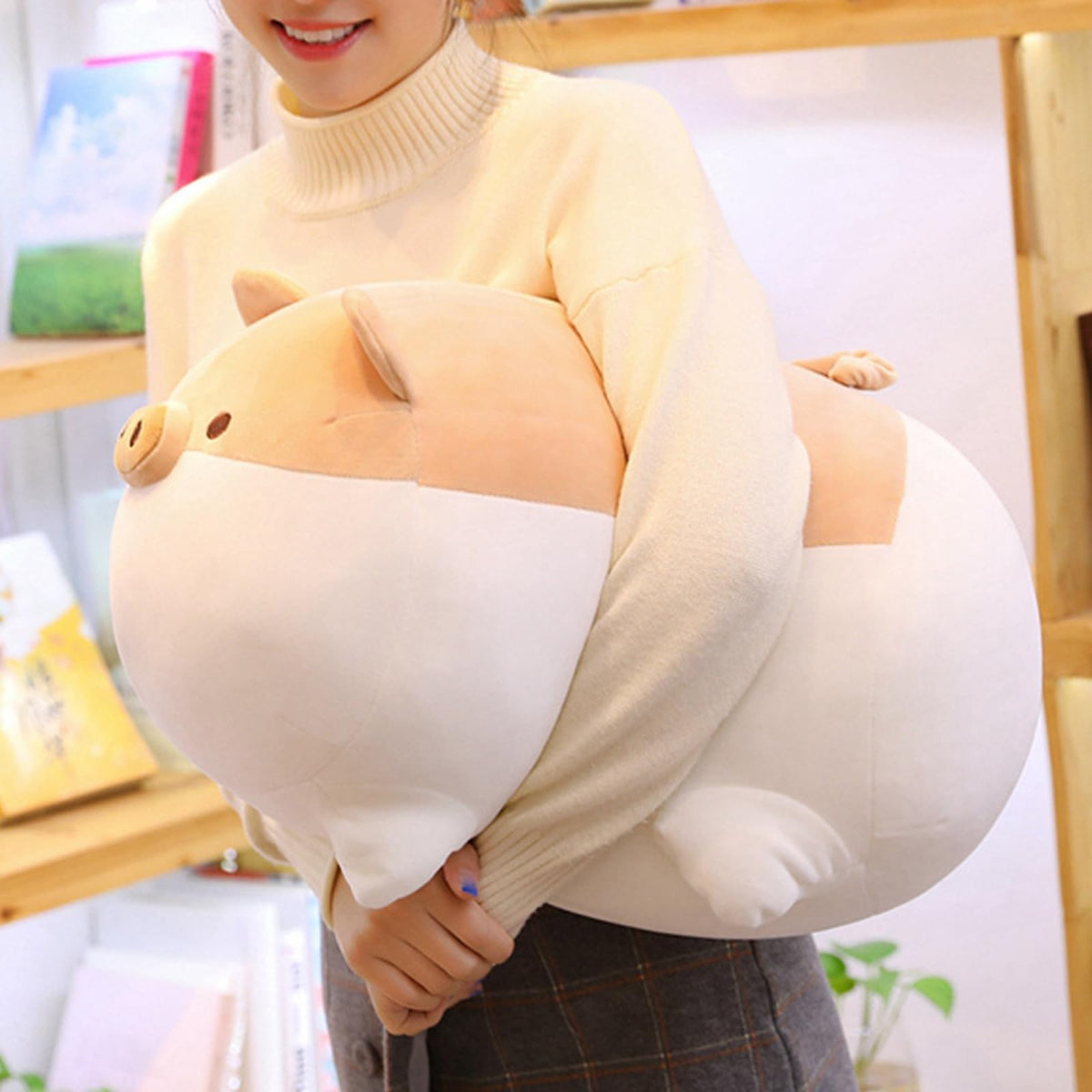 Levenkeness Soft Fat Pig Plush Hugging Pillow,Cute Piggy Stuffed Animal Doll Toy Gifts for Bedding, Kids Birthday, Valentine, Christmas (Pink, 19.7")