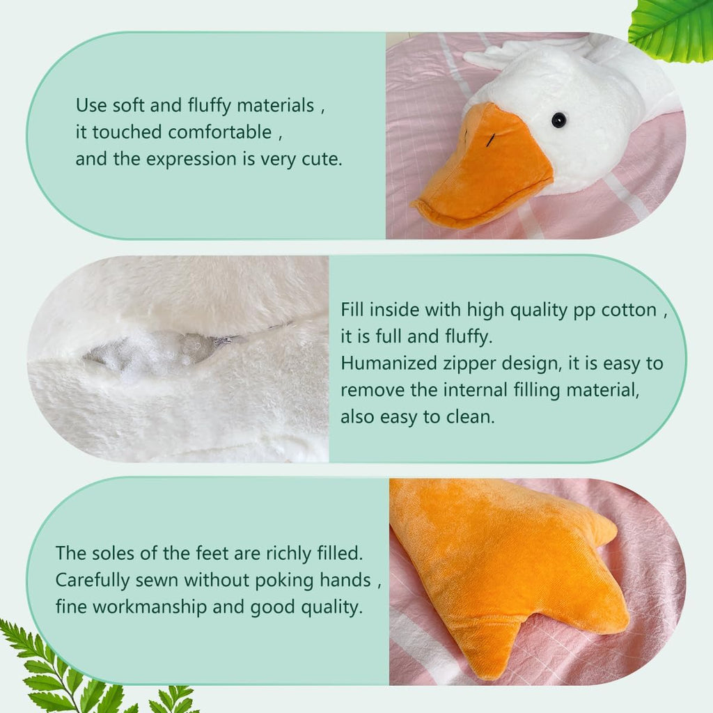 Goose Stuffed Animal, 35.4in/90cm Giant Sleeping Hugging Pillow