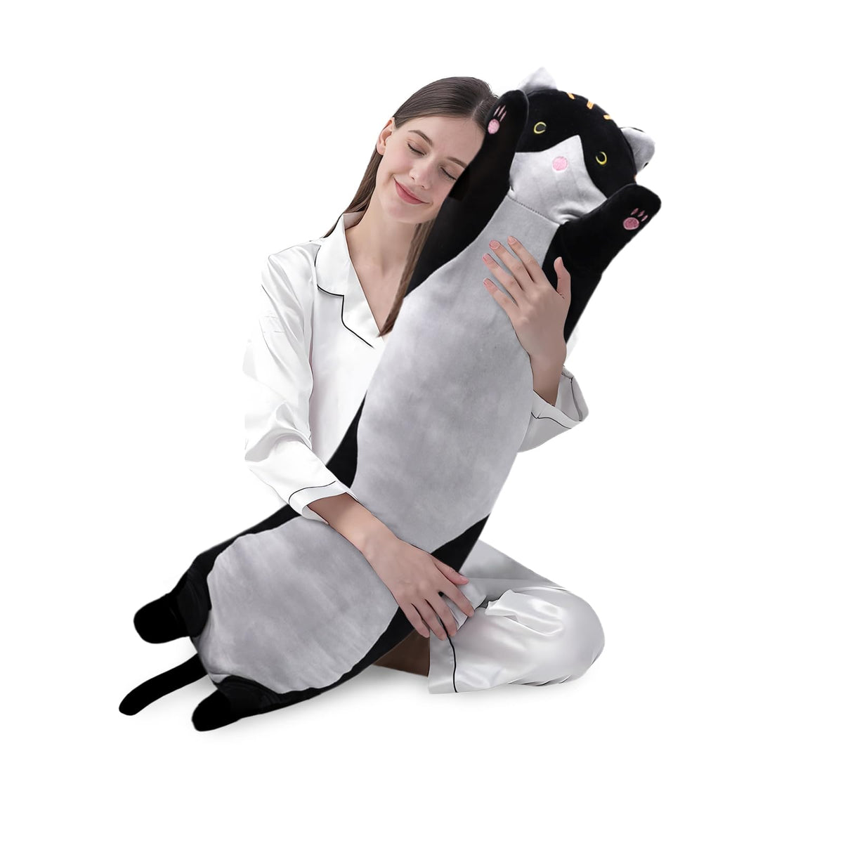 Shangman Long Cat Plush Pillow Stuffed Toy Gift Girlfriend Brown 19.6in