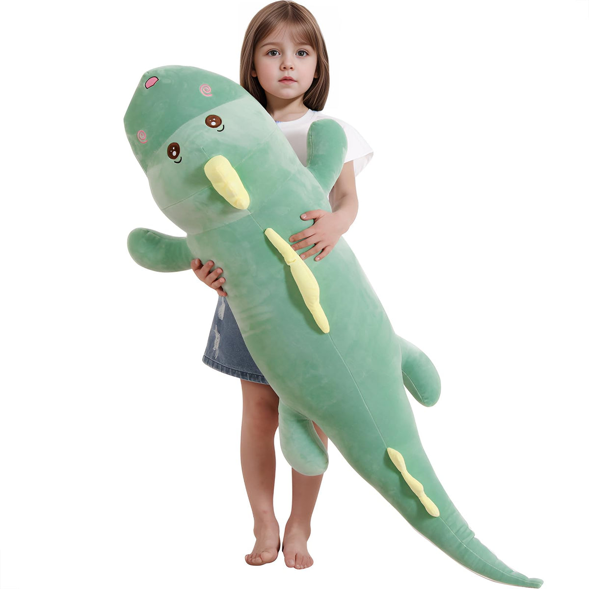 Tianmihou 32 Inch Giant Dinosaur Plush Body Pillow, Cute Long Dinosaur Stuffed Animal, Large Soft Big Dinosaur Plushies Toy, Gifts for Kids Boys Girls Teens Birthday