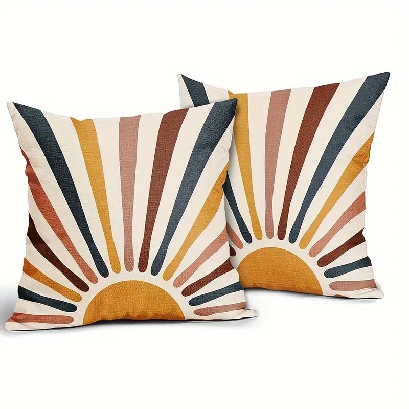 Decorative Throw Pillow Covers, Vintage Floral Pattern in Sage Green and Brown, 2 Pack Square Cushion Cases with Autumn Leaves Design，18x18 Pillows Linen Pillowcase