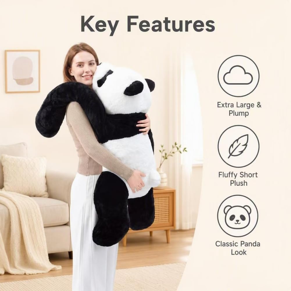 Panda Stuffed Animal Big Plush Hugging Pillow for Kids Gifts 39.4in