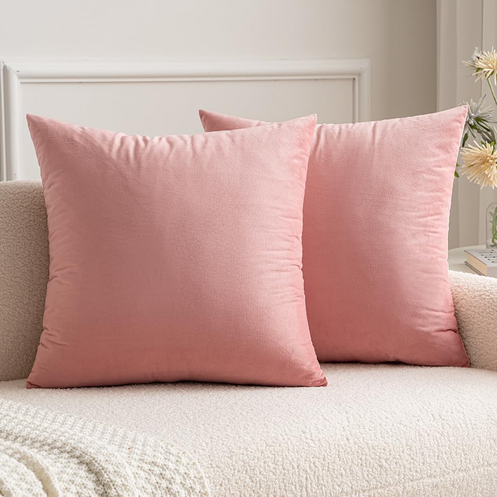 MIULEE Velvet Fall Throw Pillow Covers 20x20 Inch Pack of 2 Burnt Orange