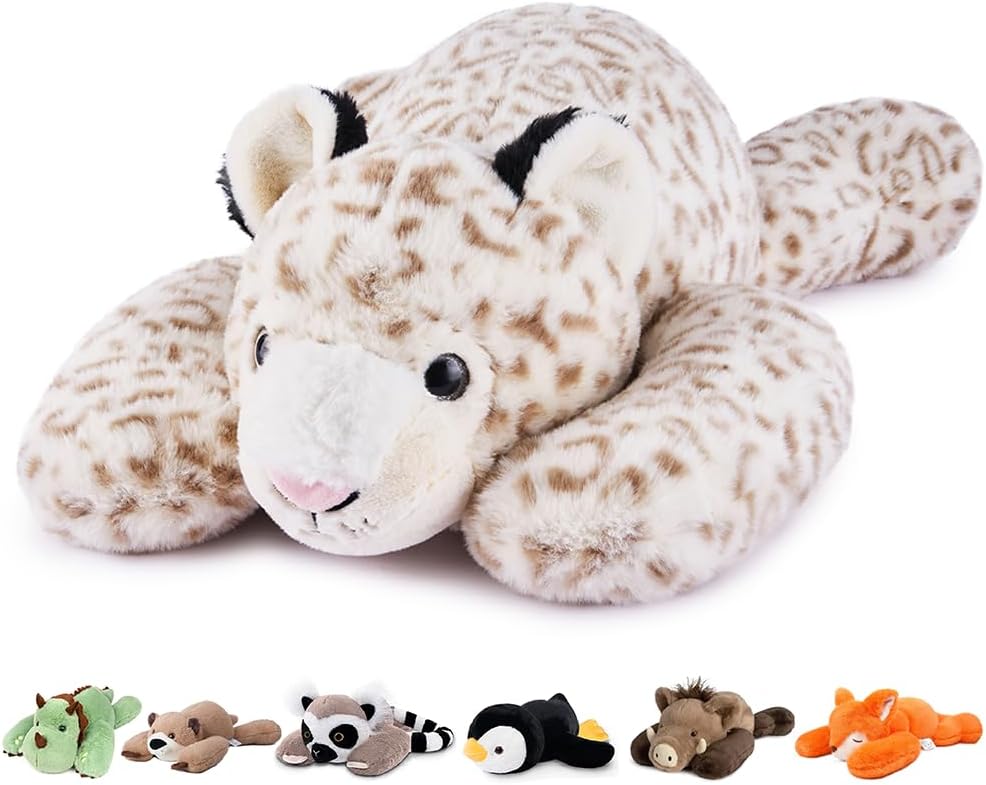 Niuniu Daddy Snow Leopard Weighted Stuffed Animals, Plush Pillow for Kids