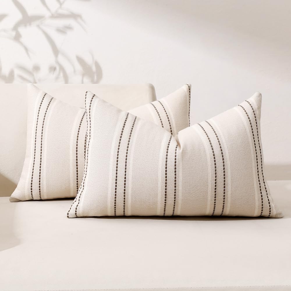 Hckot Decorative Throw Pillow Covers 20x20 Set of 2 Striped Pillow Covers