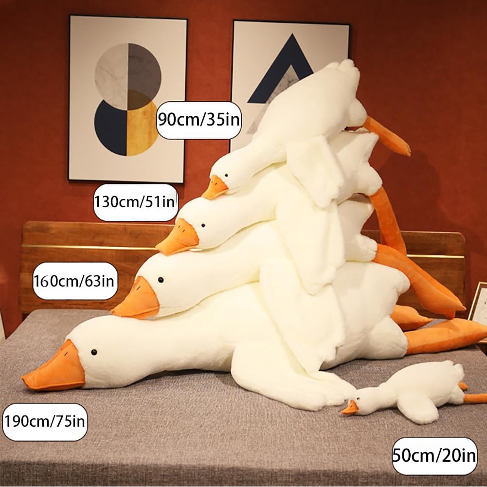 Srutirbo Giant White Goose Plush-51 in Soft Furry Swan Stuffed Animal Pillow,Huge Goose Plush Hugging Pillow Gifts for Every Age (51 in)