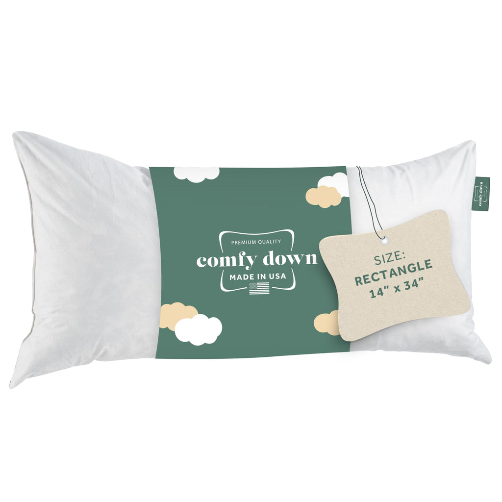 ComfyDown 12x18 Throw Pillow Insert, Down & Feather Fill, 100% Cotton Cover, Made in USA – Premium Soft Decorative Pillow Form Sham Stuffer for Bed, Sofa & Couch