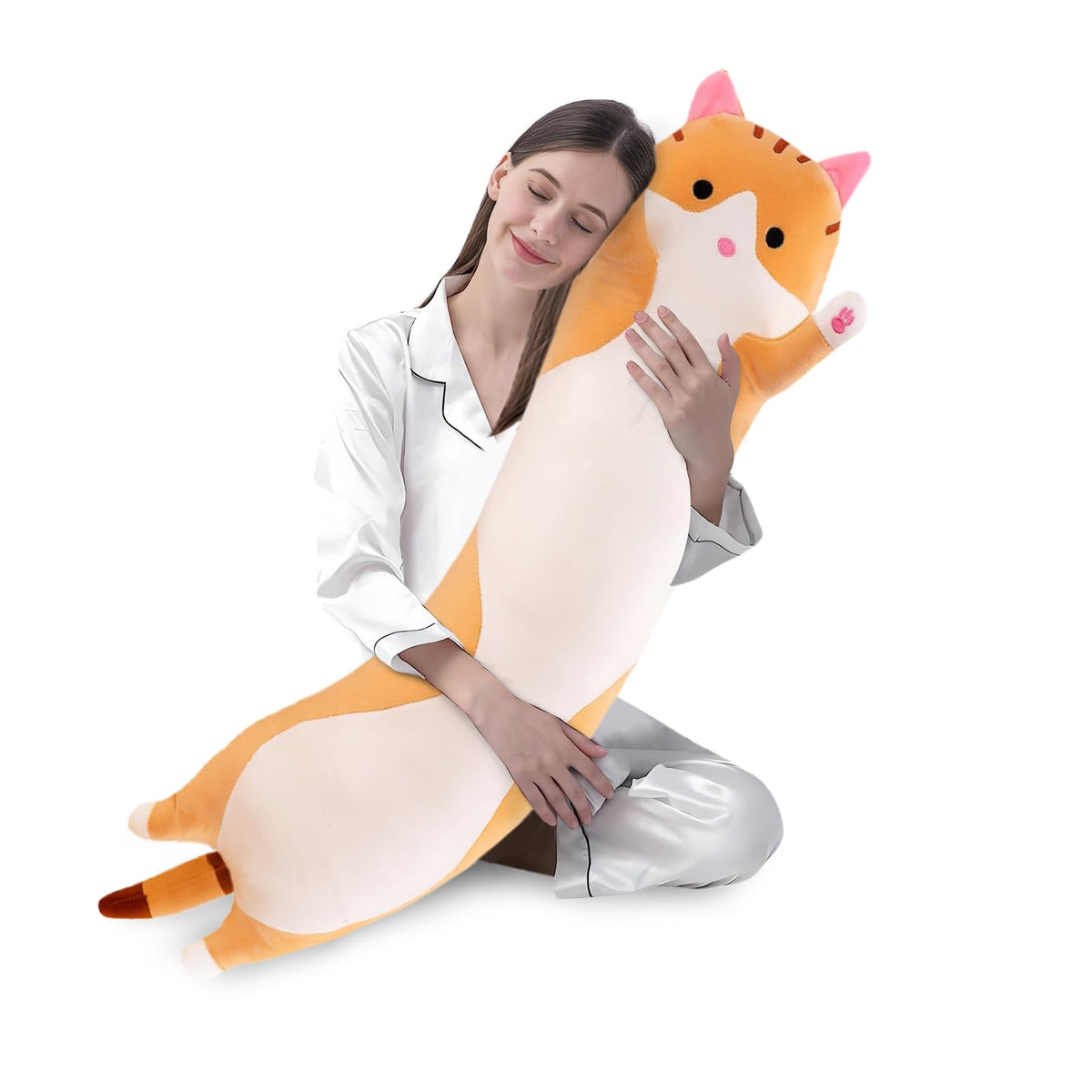 Shangman Long Cat Plush Pillow Stuffed Toy Gift Girlfriend Brown 19.6in