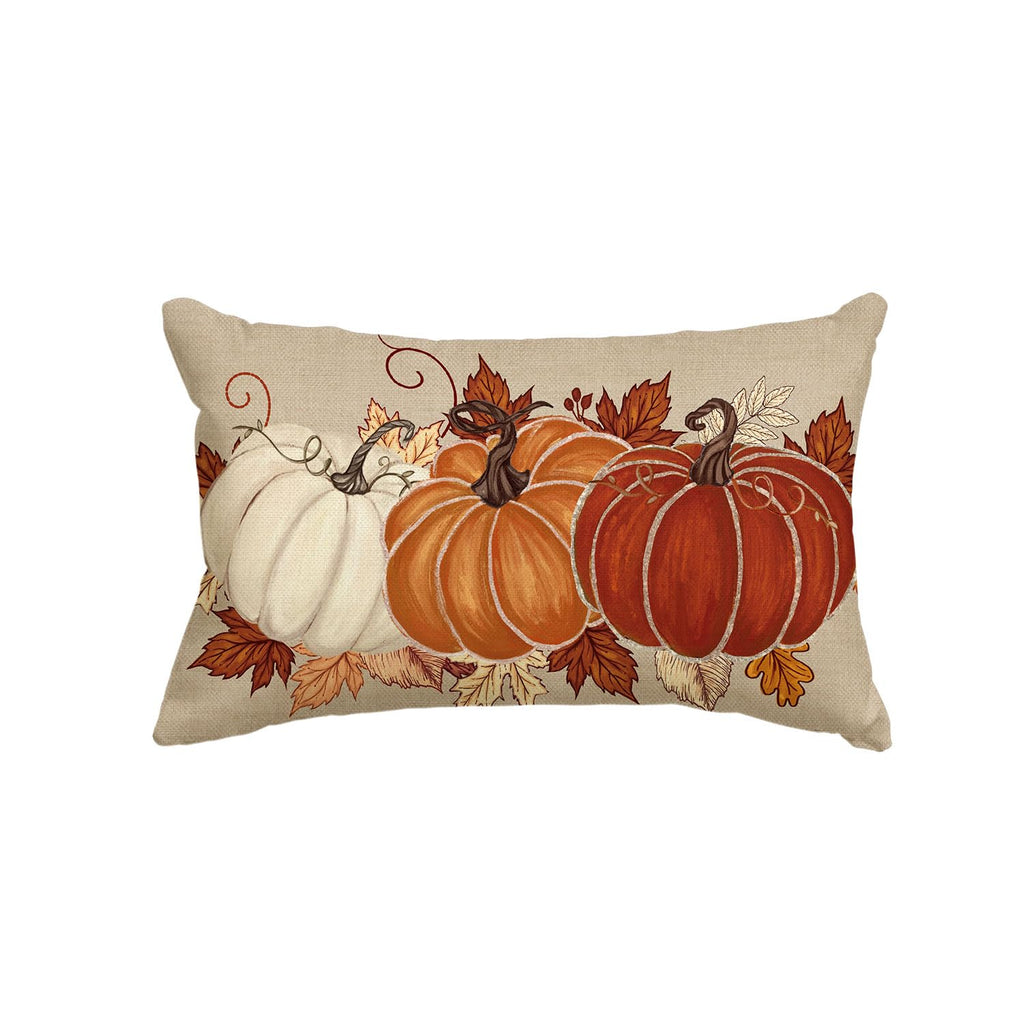 AVOIN colorlife Fall Blue Pumpkin Leaves Throw Pillow Cover 12x20 Inch