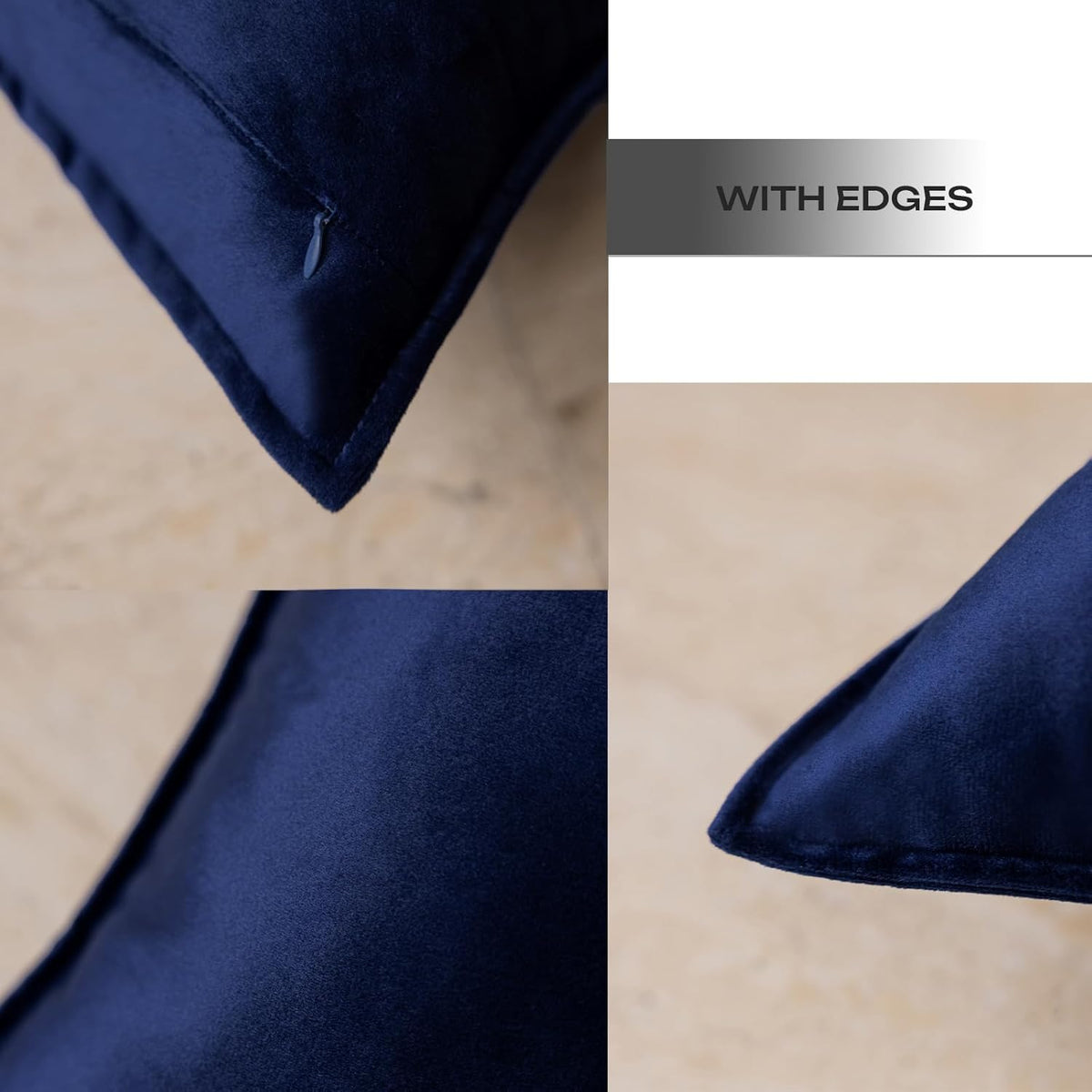 Velvet Navy Blue Throw Pillow Covers 18”x18”Pack of 2 Soft Decorative