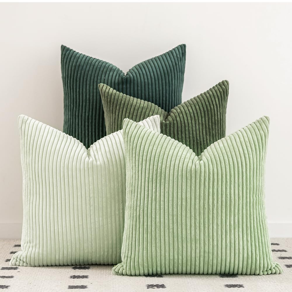 LANANAS Decorative Corduroy Throw Pillow Covers 18x18 Inch Neutral Brown