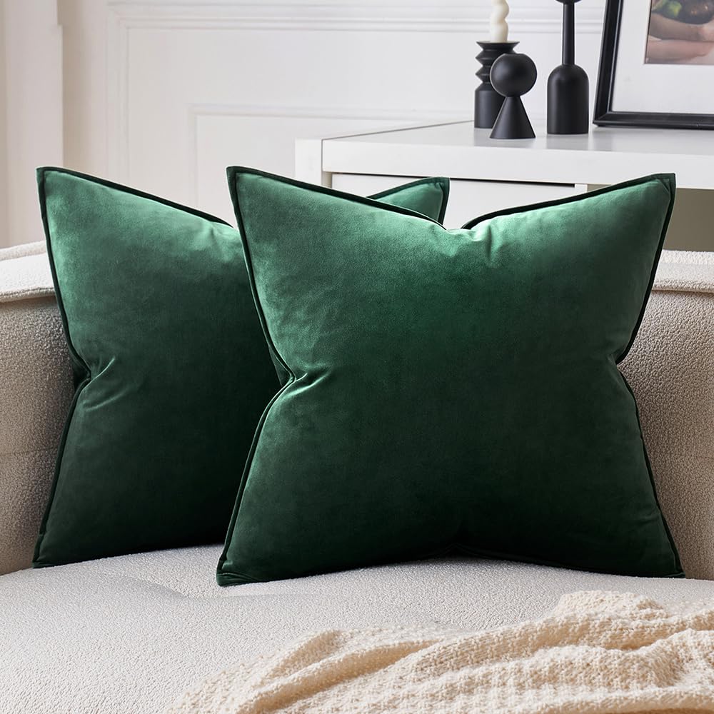 MIULEE Decorative Brown Velvet Throw Pillow Covers for Couch 22x22 Inch
