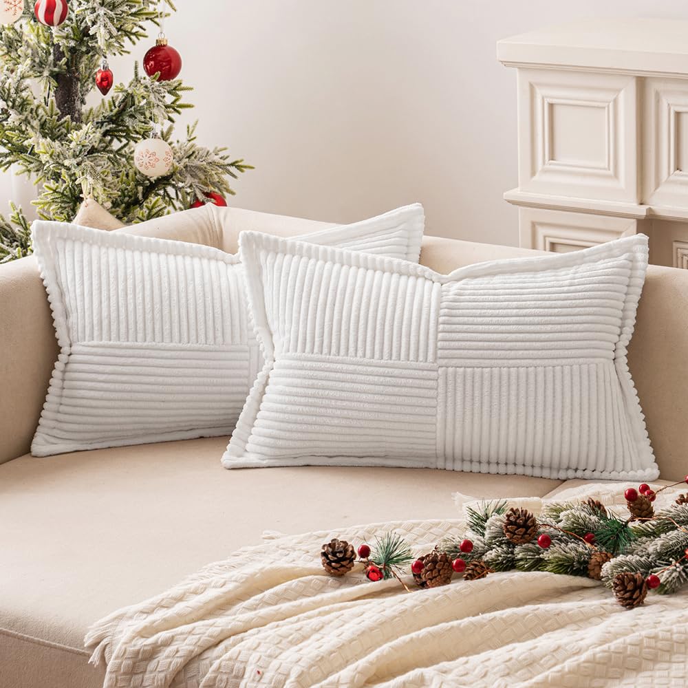 MIULEE Decorative Throw Pillow Covers for Couch 18x18 Inch Beige 2 Pack