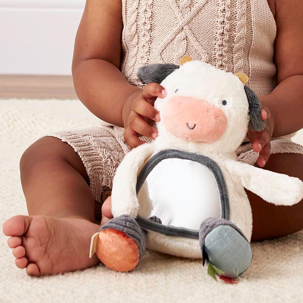 Itzy Ritzy Sensory Tummy Time Mirror Infant Toy - Ages 0 Months & Up (Cow)