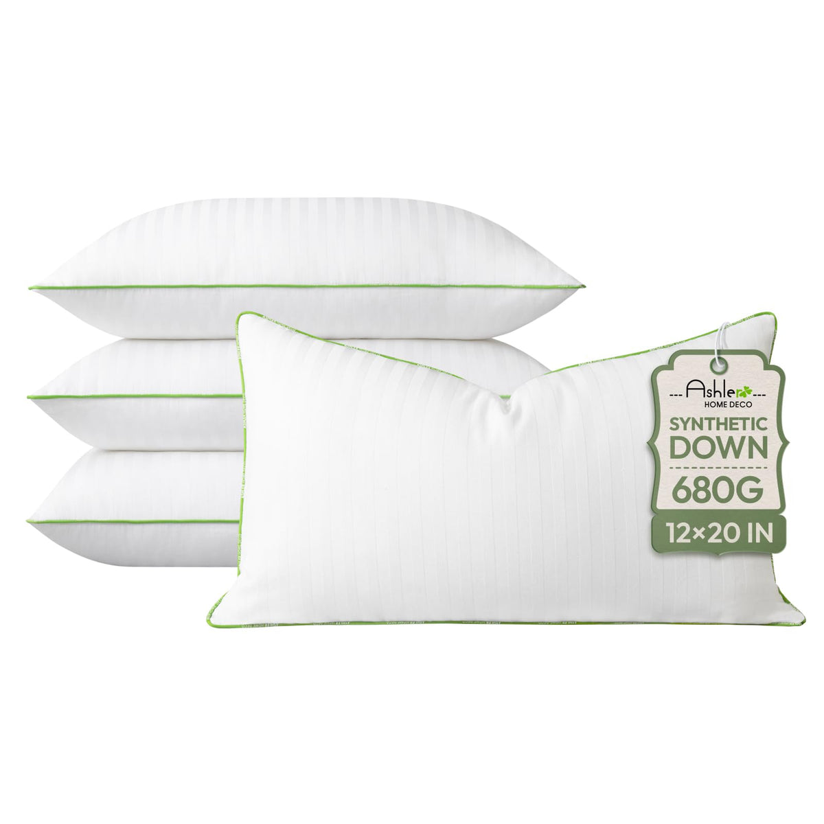 Ashler Synthetic Down Pillow Inserts, 20x20, Set of 2