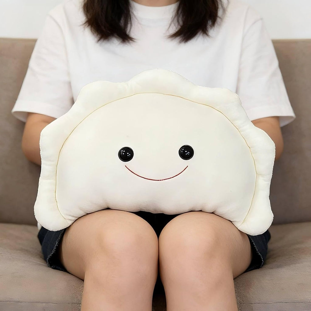 Pierogi Plush Pillow 15.5 inch Cute Dumpling Stuffed Animal Food Shaped Plushies Toys Home Decor Kawaii Gifts for Kids White